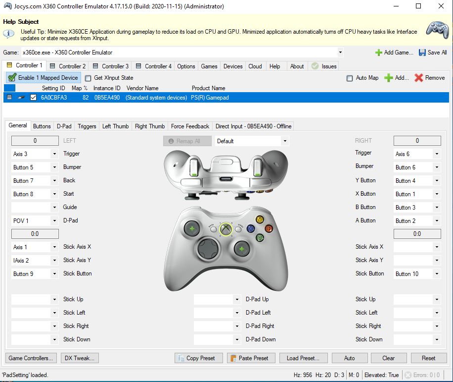 تنظیمات گیم پد